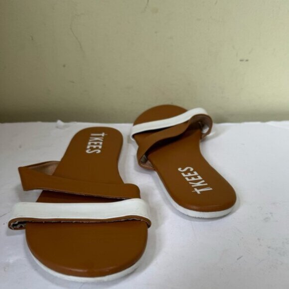 TKEES NEW Kat Strap Leather Sandals Flats Comfort Slides Mules Minimal Neutral 7 - Picture 7 of 13